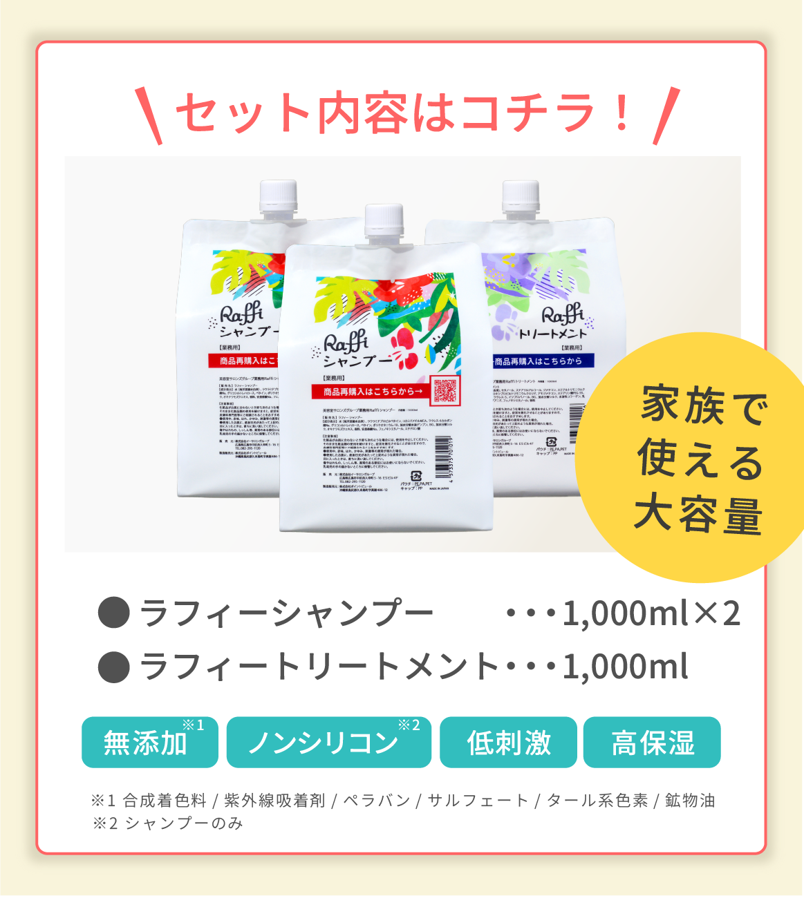 ラフィー(Raffi)スタイリストシャンプー2本&トリートメント1本セット